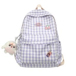 Fashion Lady Cute Lattice Backpack Women Bag Female College Plaid Backpack Girl Cool Travel Student Bag Trendy