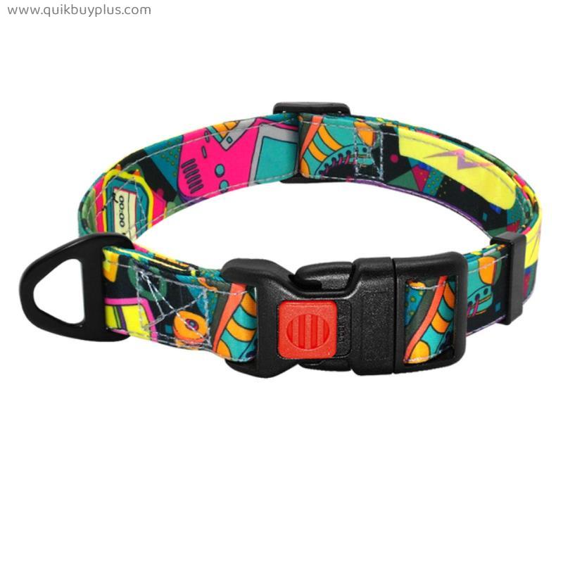 Fashion Nylon Dog Collar with Safety Buckle Soft Printed Pet Collar Adjustable for Chihuahua Pitbull Small Medium Large Dogs