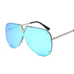 Fashion Oversized Women Sunglasses Luxury Brand Men V-Shape Sun Glasses Pilot Retro One-Piece Goggles Shades Eyewear UV400