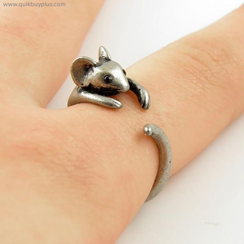 Fashion Punk Mouse Shape Hug Rings for Women Men Gift Girlfriend Hamster Ring Party Club Accessories Opening Adjustable Ring