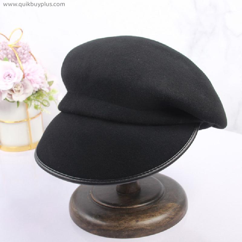 Fashion Quality Beret Cap Brim Covering Flapper Style Wool Cap Women Thick Warm Winter Hat Street Visor Cold Weather Newsboy Cap