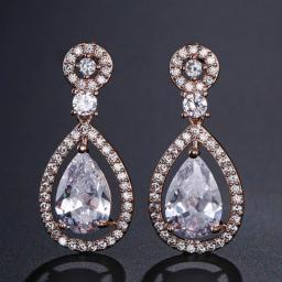 Fashion Simple White Geometric Zirconia Dangle Earrings For Womens Wedding Party Jewelry Feminine Accessories