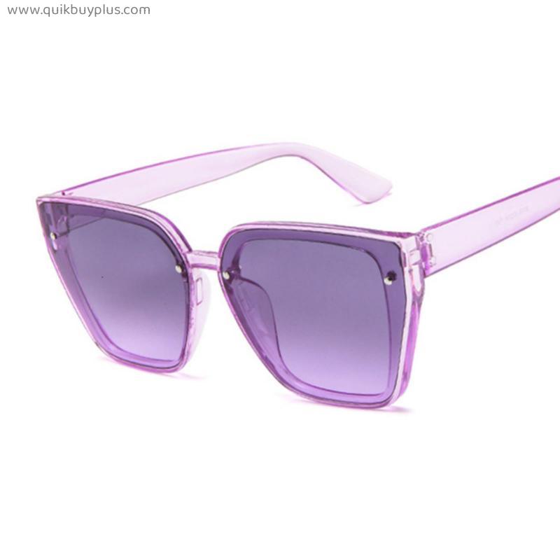 Fashion Square Sunglasses Woman Vintage Oversized Cat Eye Design Sunglasses Female Ocean Color Gradient