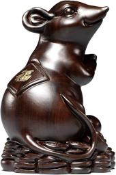 Feng Shui Ornaments Ebony Carved Rat Ornaments, Chinese Zodiac Rat Home Craft Decoration/Animal Statues, The Best Choice For Gifts Creative Figurine Sculptures