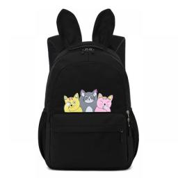 Fengdong school bags for teenage girls schoolbag children backpacks cute animal print canvas school backpack kids cat bag pack