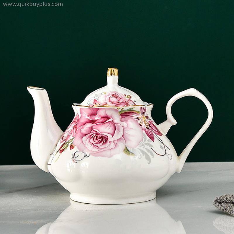 Fine China Teapot 500ml Pink Tea with Flower Coffee Pot for Home Party Cafe Tea Set