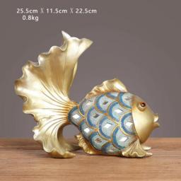 Fish Statue Home Office Desktop Decoration Accessories Resin Ornments Business Gift Crafts Sculpture Animal Decor Supplies Toy