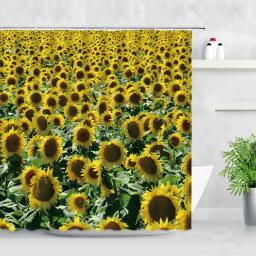 Floral Sunflower Shower Curtain Yellow Flowers 3D Printing Waterproof Home Decor Polyester Bathroom Curtains