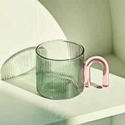 Floriddle Colorful Handle Ripple Glass Mug Coffee Cups Heat Resistance Mug Milk Tea Cups Drinkware Coffee Mugs Glass Cups
