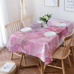 Flower Pink Tablecloths Waterproof Kitchen Items Coffee Table For living Room Home Decor Dining Table Nappe De Table