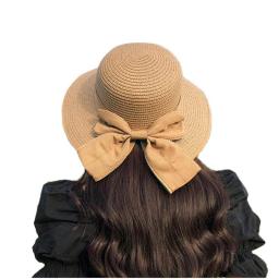 Foldable Big Brim Floppy Girls Straw Hat Sun Hat with Bowknot Elegant Protection Shading Fashion Beach Caps for WomenNew