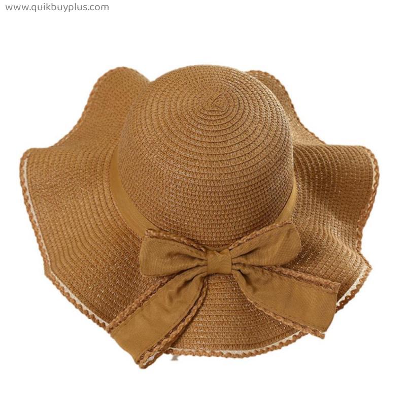 Foldable Wide Brim Floppy Girls Straw Hat Pearl Sun Hat Beach Women Summer Hat UV Protect Travel Cap Lady Cap