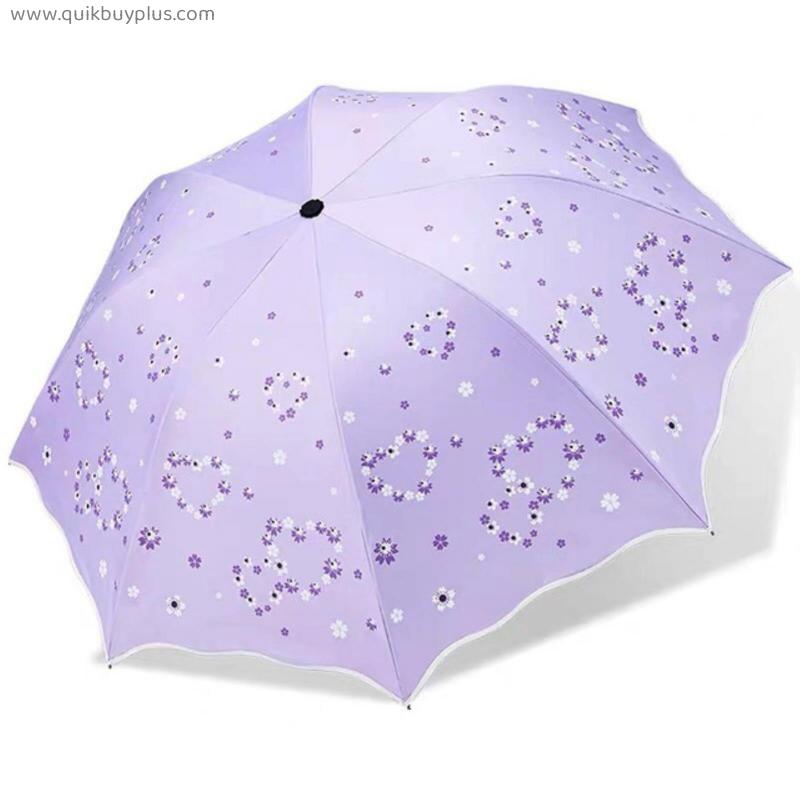 Folding Umbrella For Women Travel Anti-UV Windproof Rain Flower Modish Female Sun Girl Parasol Pocket Umbrellas