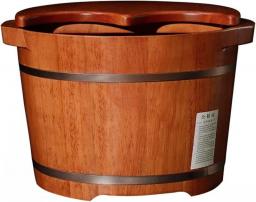 Foot Bath CYLQ Foot Soaking Bath Basin With Lid，Large Size For Soaking Feet，Thick Sturdy Wood Pedicure Spa And Massage，Footbath Bucket Tired And Sore Feet 26cm (Color : Brown Wood)
