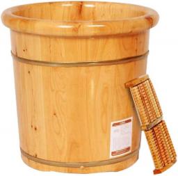 Foot Bath CYLQ Foot Spa Tub，Wooden Foot Bath Barrel，Masssaging Rollers Pedicure Tired Feet Stress Relief Help Sleep Home Use Large Size For Soaking Feet，40cm (Color : Wood Color)