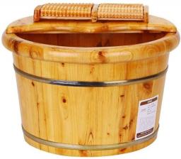 Foot Bath CYLQ Wooden Foot Basin With Lid，Foot Tub For Soaking Feet，Pedicure And Massage For Soaking Your Tired And Sore Feet, Foot Bath Barrel 26cm (Color : Wood color)