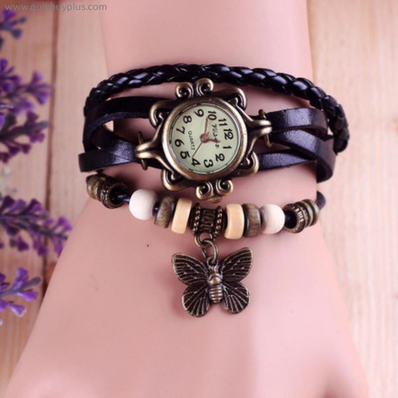 Foreign trade antique watch fashion wrapped bracelet epidermis women table butterfly pendants children table