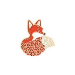 Fox Pins Collection Animal Brooches Be Quite Quote Letter Funny Silent Lapel Pin Fox Badges Woodland  Jewelry