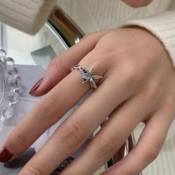 Foxanry New Fashion 925 Stamp Zircon Rings For Women Creative Simple Stars Geometric Elegant Party Jewelry Gifts