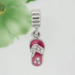Free shipping European new fashion Silver plated red slippers pendant charm beads fit Pandora bracelet holiday gift