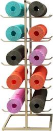 Freedstanding Yoga Mat Holder - Holds 10 Mats, Heavy Duty Steel Double-Sided Foam Rollers Display Stand, House/Garage/Studio Storage Organizer (Color : Silver)