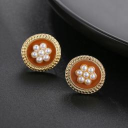 French Vintage Fashion Enamel Pearl Clip on Earrings for Elegant Without Piercing Women Wedding Party Ear Clips Jewelry Gift