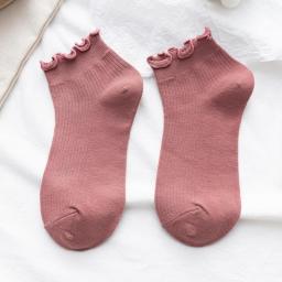 Frilly Socks Women  Style White Kawaii Ruffle Socks For Girls Purple Cute Short Woman Sock