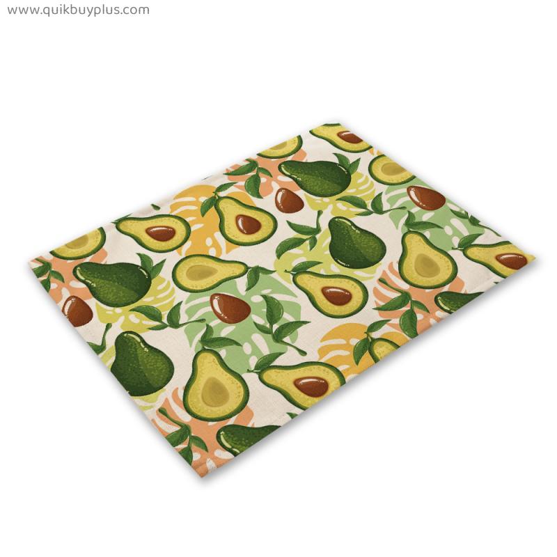 Fruit Pattern Cotton Linen Placemats, Heat Resistant Washable Placemats, Easy Clean Placemats