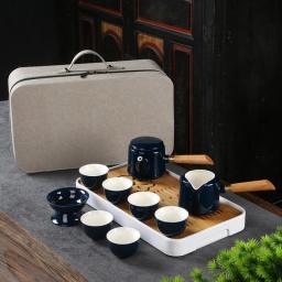 Full set of travel tea set with tea tray portable home outdoor office light luxury simple business gift