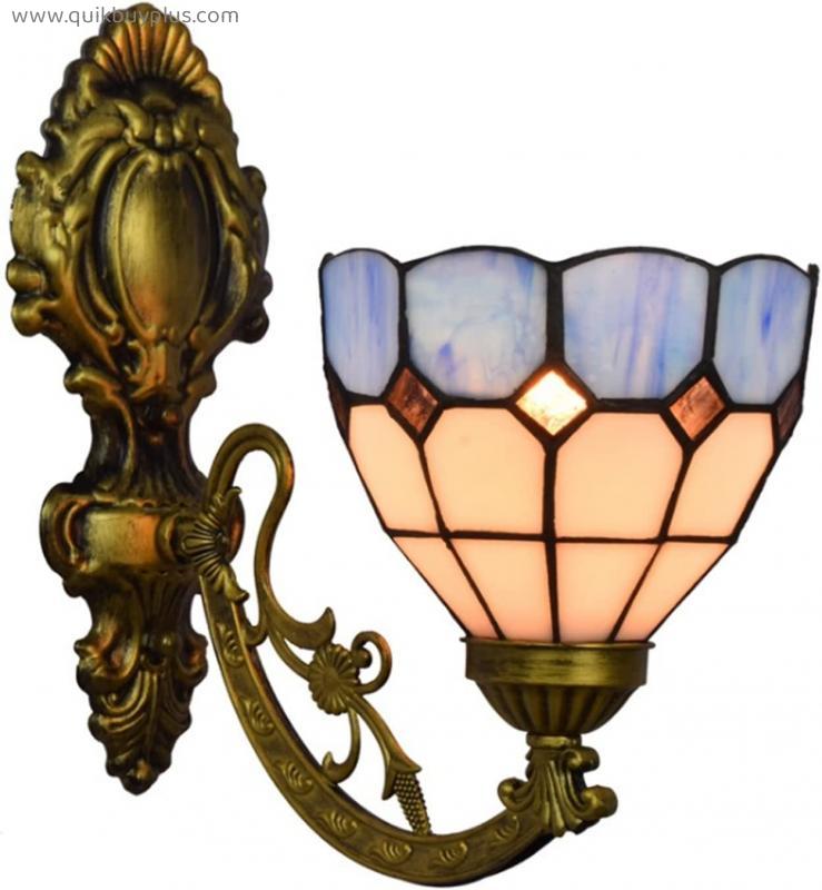 GAUUA Indoor Wall Lamp Tiffany Style Glass Wall Lamp Beautifully Decorated Lamps Handmade for Bedroom Living Room Balcony Lighting