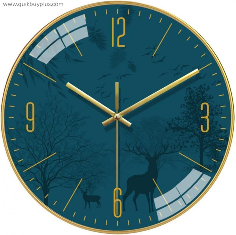 GMTstore ​Home Decorative Wall Clock Non Ticking Wall Clock Easy To Read Round Arabic Numerals ​Wall Clocks For Student Office School Home Decorative (Color : Green, Size : 12inchs)