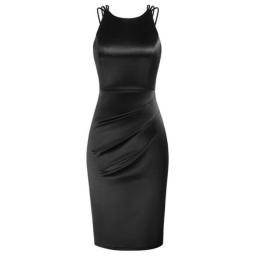 GRACE KARIN Women Spaghetti Strap V Neck Sleeveless Bodycon Midi Club Party Cocktail Dress Cross Back Ruched Front Dresses A30