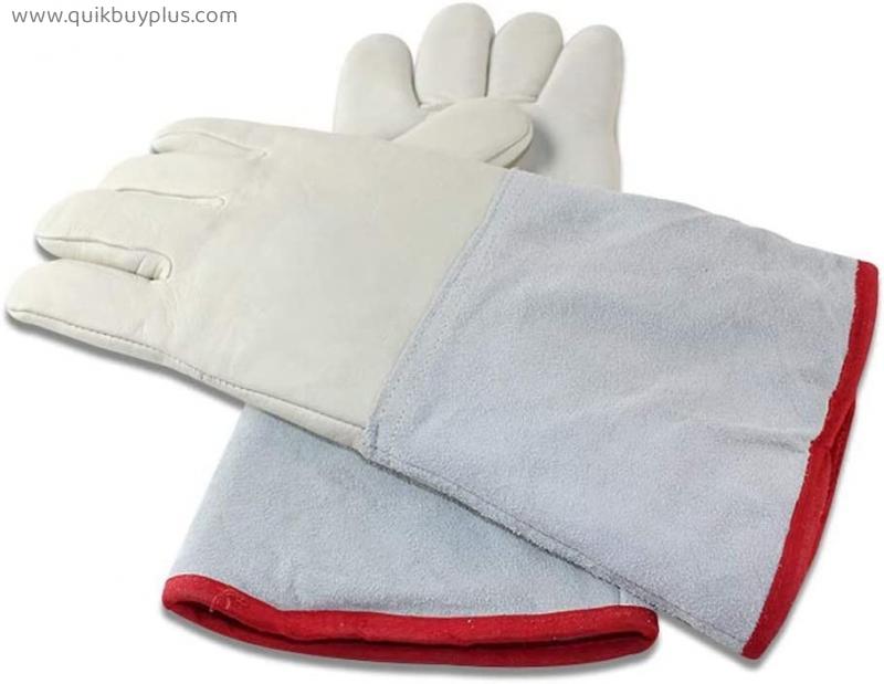 GUOJINE Waterproof Liquid Nitrogen Protective Cowhide Gloves Low Temperature Resistance Cryogenic Work Gloves (Size : L40cm)