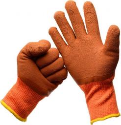 GUOJINE Work Gloves Gardening，Nylon Knit Industrial Gloves With，For Men And Women Gardening, DIY (Orange, Ten Pairs Per Pack)