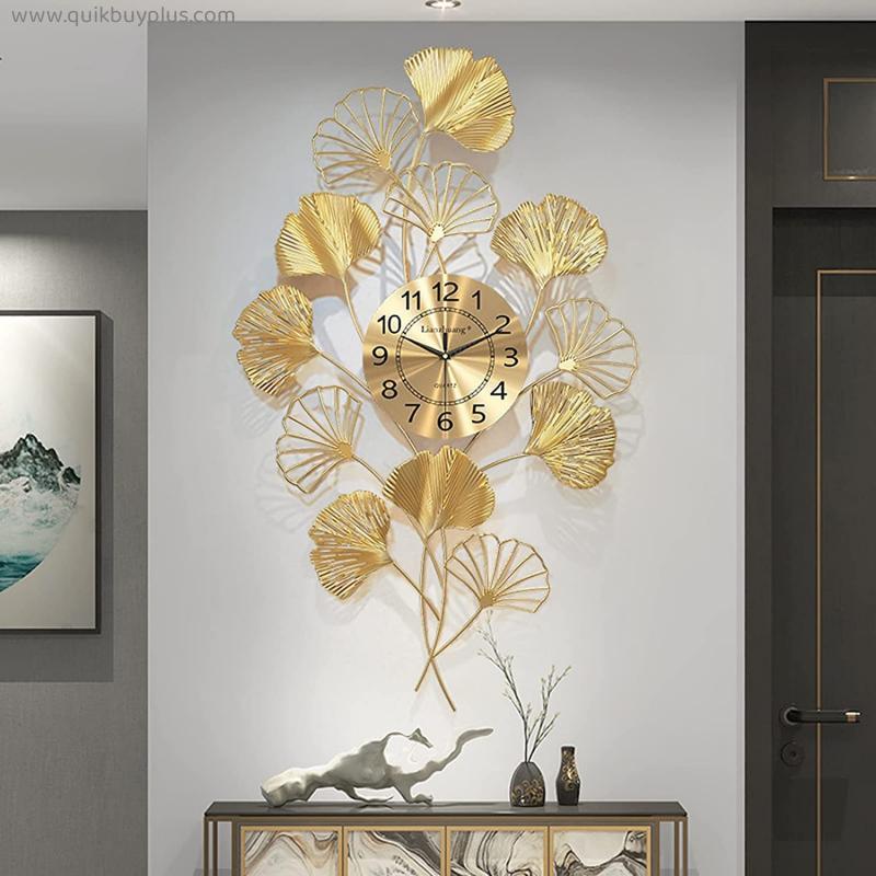 GUYTGAI Large Gold Sunburst Wall Clocks,Fashion 3D Metal Wall Art Design Silent Non Ticking Quartz Clock, Creativity Wall Watches for Living Room Kitchen Bedroom Office Home Decoration