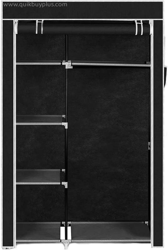 GYQWJPC Wardrobe Black Bedroom Clothes Storage Cabinet Closet Organizer 4-Layer Non-Woven Wardrobe Dustproof Home Furniture Shelf Portable Combination Wardrobe