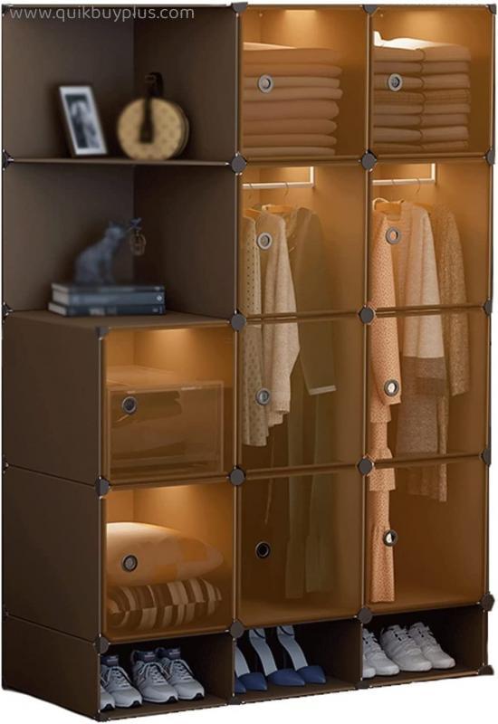 GYQWJPC Wardrobe Closet Portable Cube Locker with Door Hanging Wardrobe Cabinet Portable Locker Clothes Storage Rack Combination Wardrobe