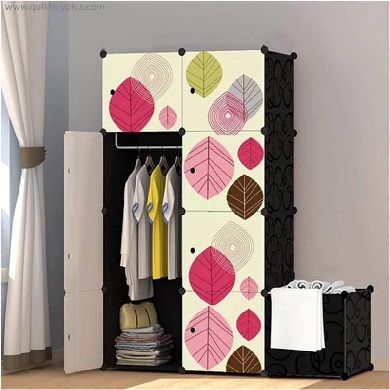 GYQWJPC Wardrobe Wardrobe Bedroom Furniture Portable Wardrobe Cube Locker Hanger Easy to Assemble Clothes Storage Rack, Resin + Steel Bar, L29.5×D18.9×H 57.1inch Combination Wardrobe