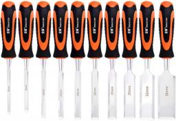 Garden Supplies 10pcs Wood Chisel Tool Set, CR-V Woodworking Professional Wood Chisel Wood Hand Tool Chisel, Used For Carving Wood, Crafts And Wood Products