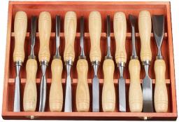 Garden supplies 12-Piece Woodworking Chisel Tool Set,DIY Wood Carving Root Carving Chisel Professional Carpenter Hand Carving Tools, Chrome Vanadium Steel Woodworking Tools,with Portable Wooden Box