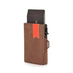 Genuin Leather Rfid Credit Card Holder Men Wallets Slim Thin Coin Pocket Bank Cardholder Minimalist Wallet Metal Case