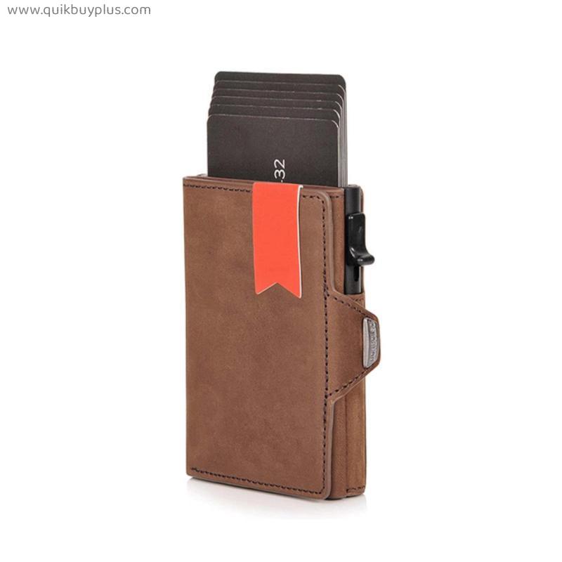 Genuin Leather Rfid Credit Card Holder Men Wallets Slim Thin Coin Pocket Bank Cardholder Minimalist Wallet Metal Case