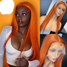 Ginger Orange 13X4 Lace Front Human Hair Wigs With Baby Hair Brazilian Straight 4x4 Closure Lace Wigs for Women