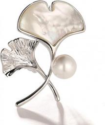 Ginkgo Biloba Brooch Natural Sea Shell Thick Gold-Plated High-Grade Pearl Accessories Gift Accessories (Color : Gold)