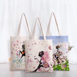 Girls Flower Bicycle Tote Bag Shoulder Tote Bag Blank Canvas Bag Cotton Bag Color Printing Storage Tote Bag