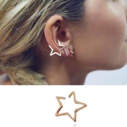Girls Hollow Star Ear Cuff Earrings Studs Boho Vintage Fake Cartilage Earring Clip Earrings Women Earrings punk rock earcuff