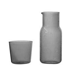Glass Water Bottle With Glass Cup Bedside Carafe Night Water Carafe With Tumbler Glass Flask Drinkware Pot For Milk Tea