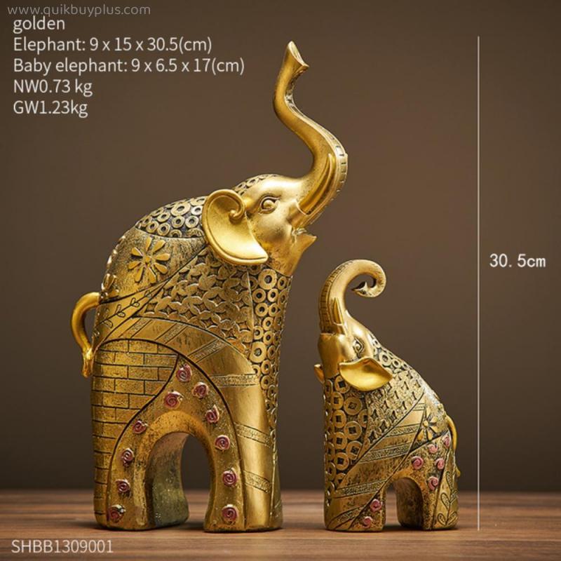 Gold Modern Gold Elephant Resin Home Decoration Accessories Crafts for Sculpture Statue Ornaments Mother and child Living room