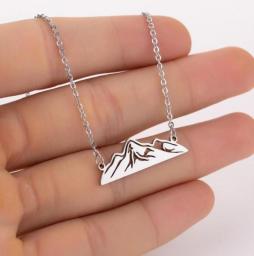 Gold Silver Color Nature Mountain Chain Choker Fashion Women Men Stainless Steel Party Jewelry Snow Mount Pendants Necklaces