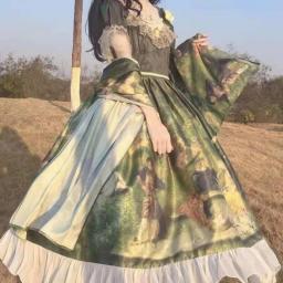 Goth Dresses Women Lolita Oil Painting Handle Lolita Forest Ball Lolita  Dress Elegant Retro Court Dress